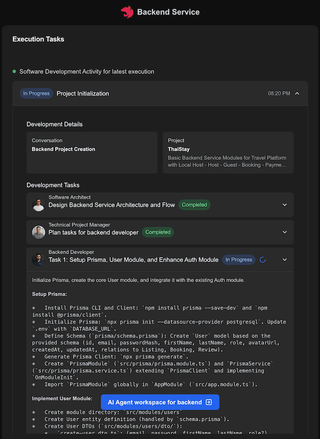 Backend development team